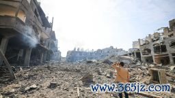 A man looks at the destruction in a ravaged neighbourhood in the Gaza Strip Jabalia refugee camp on October 11, 2023, following overnight Israeli airstrikes amid continuing battles between Israel and the Hamas movement.